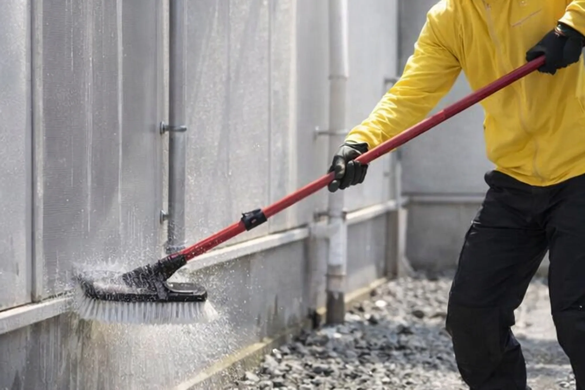部分的な外壁洗浄の様子